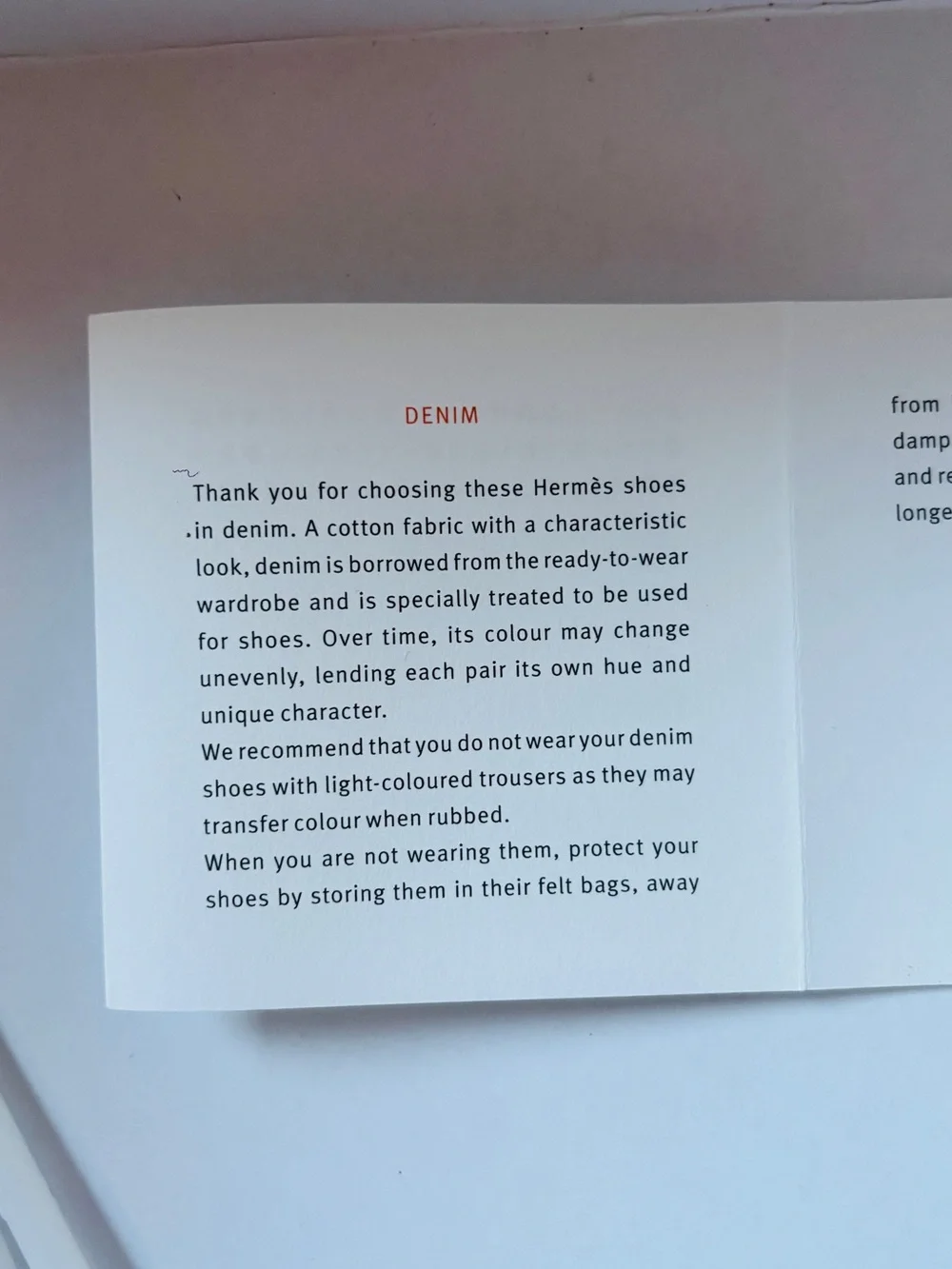 Hermès Paris Orange Shoe Box Ribbon Le Jean Care Booklet Packaging